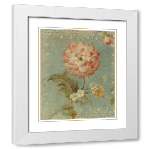 Poppy on Sage White Modern Wood Framed Art Print with Double Matting by Nai, Danhui