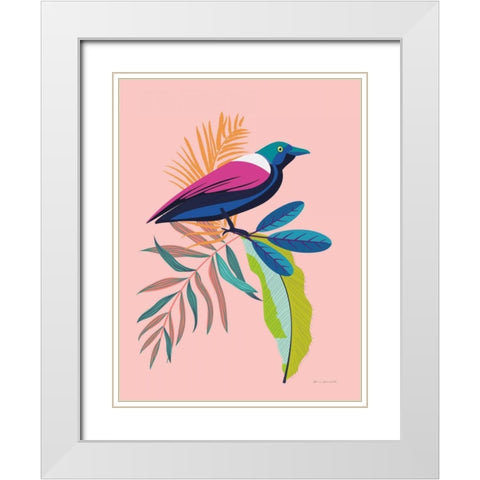 Exotic Birds I White Modern Wood Framed Art Print with Double Matting by Escalante, Omar
