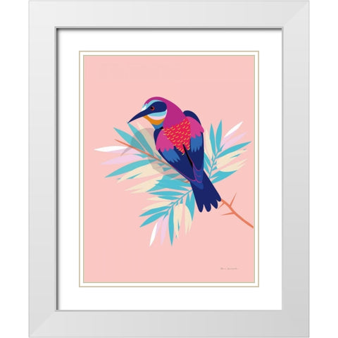 Exotic Birds II White Modern Wood Framed Art Print with Double Matting by Escalante, Omar