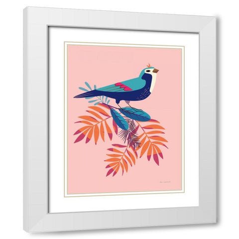 Exotic Birds III White Modern Wood Framed Art Print with Double Matting by Escalante, Omar