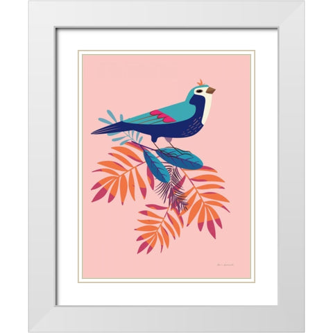 Exotic Birds III White Modern Wood Framed Art Print with Double Matting by Escalante, Omar