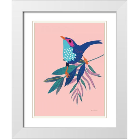 Exotic Birds IV White Modern Wood Framed Art Print with Double Matting by Escalante, Omar
