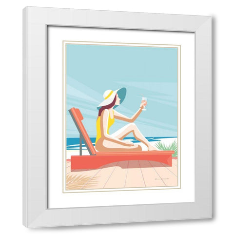 South Beach Sunbather I White Modern Wood Framed Art Print with Double Matting by Escalante, Omar