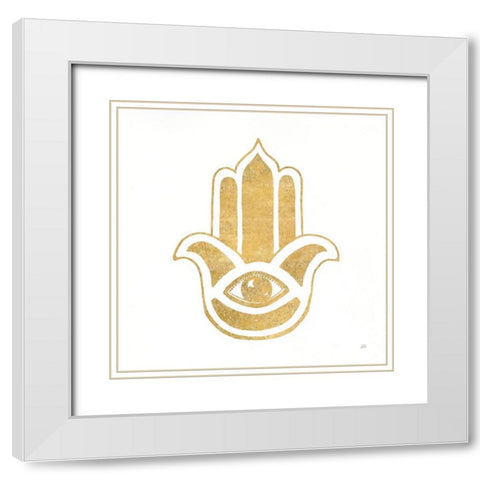 Hamsa III White Modern Wood Framed Art Print with Double Matting by Paschke, Chris