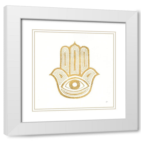 Hamsa IV White Modern Wood Framed Art Print with Double Matting by Paschke, Chris