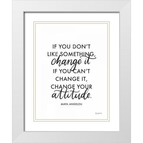 Words of Wisdom I BW White Modern Wood Framed Art Print with Double Matting by Thorns, Becky