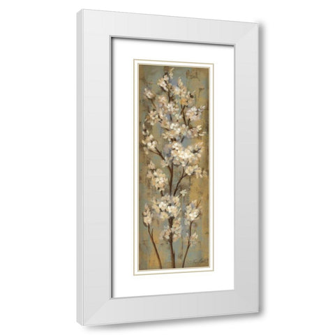 Almond Branch II White Modern Wood Framed Art Print with Double Matting by Vassileva, Silvia