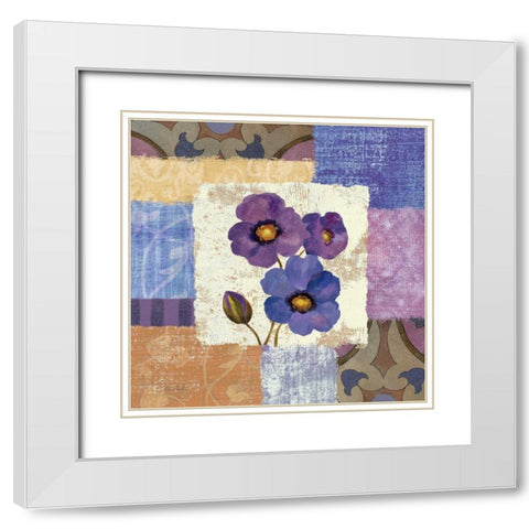 Tiled Poppies II - Purple White Modern Wood Framed Art Print with Double Matting by Vassileva, Silvia