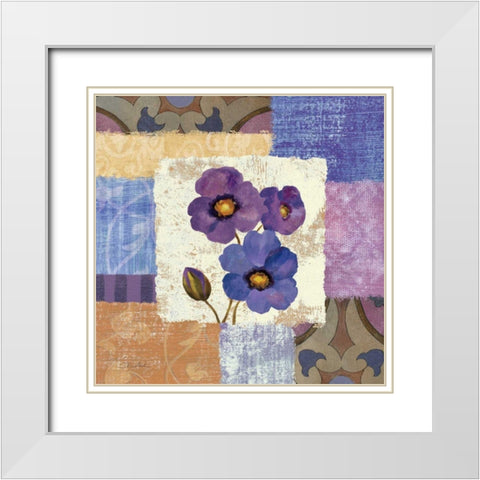 Tiled Poppies II - Purple White Modern Wood Framed Art Print with Double Matting by Vassileva, Silvia