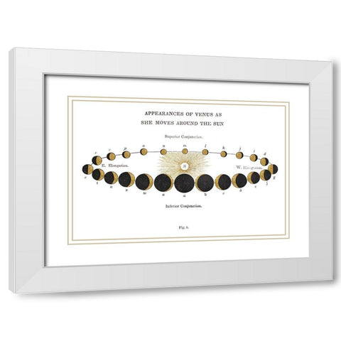 Solar Venus Chart Gold White Modern Wood Framed Art Print with Double Matting by Wild Apple Portfolio