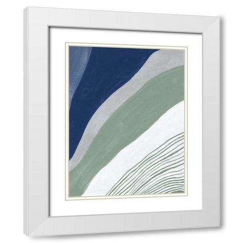 Blue Green Abstract IV White Modern Wood Framed Art Print with Double Matting by Nai, Danhui