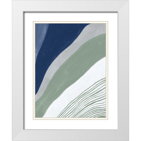 Blue Green Abstract IV White Modern Wood Framed Art Print with Double Matting by Nai, Danhui