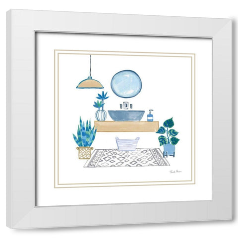 Relax I Tan White Modern Wood Framed Art Print with Double Matting by Zaman, Farida