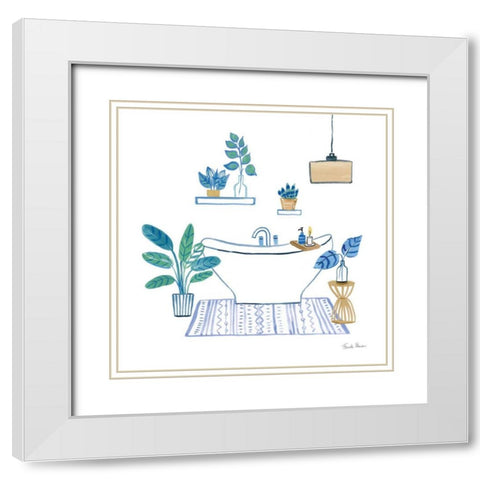 Relax II Tan White Modern Wood Framed Art Print with Double Matting by Zaman, Farida