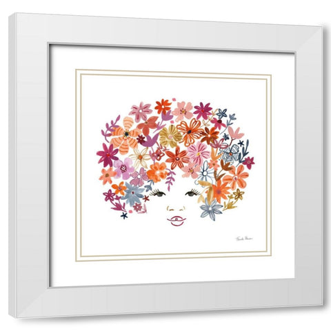 Floral Beauties I White Modern Wood Framed Art Print with Double Matting by Zaman, Farida