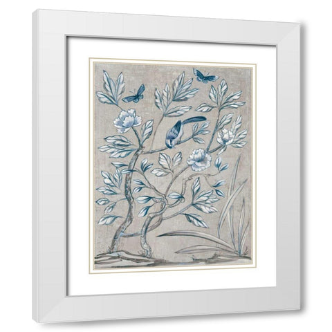 Shimmering Garden II Navy White Modern Wood Framed Art Print with Double Matting by Purinton, Julia