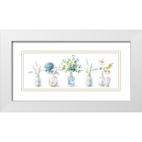 Beach Flowers I Panel White Modern Wood Framed Art Print with Double Matting by Nai, Danhui