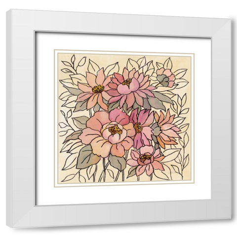 Spring Lace Floral II White Modern Wood Framed Art Print with Double Matting by Vassileva, Silvia
