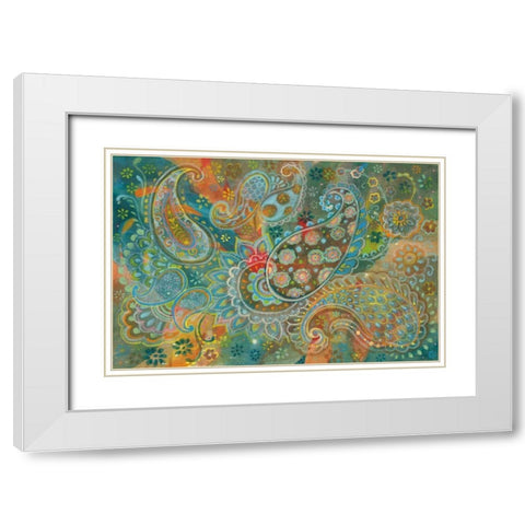 Floral Paisley White Modern Wood Framed Art Print with Double Matting by Nai, Danhui