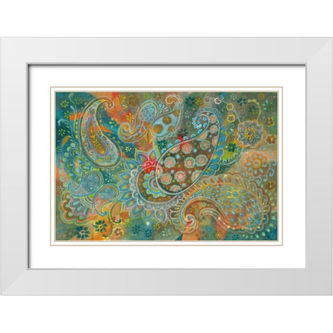Floral Paisley White Modern Wood Framed Art Print with Double Matting by Nai, Danhui