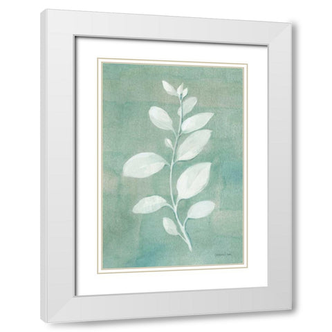 Sage Leaves II White Modern Wood Framed Art Print with Double Matting by Nai, Danhui