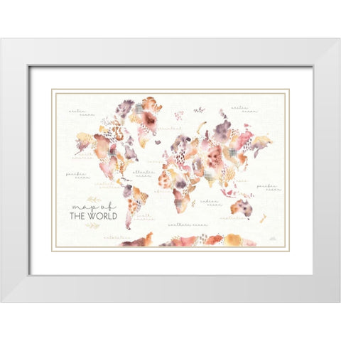 Desert Blooms Map White Modern Wood Framed Art Print with Double Matting by Marshall, Laura