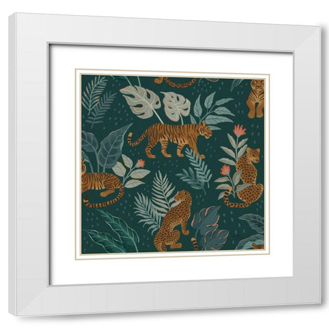 Big Cat Beauty Pattern IC White Modern Wood Framed Art Print with Double Matting by Penner, Janelle