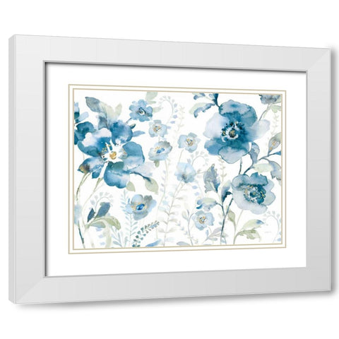 Blues of Summer XII White Modern Wood Framed Art Print with Double Matting by Nai, Danhui