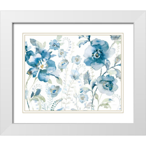 Blues of Summer XII White Modern Wood Framed Art Print with Double Matting by Nai, Danhui