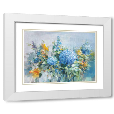 August Garden White Modern Wood Framed Art Print with Double Matting by Nai, Danhui