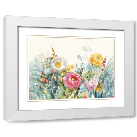 Garden Fullness White Modern Wood Framed Art Print with Double Matting by Nai, Danhui