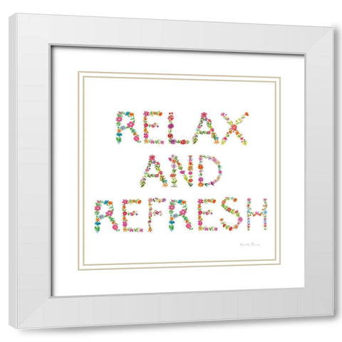 Floral Bathroom Relax and Refresh White Modern Wood Framed Art Print with Double Matting by Zaman, Farida