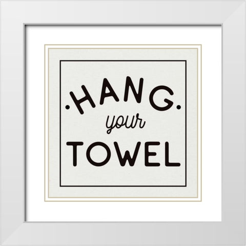 Bathroom Rules II Sq White Modern Wood Framed Art Print with Double Matting by Wild Apple Portfolio
