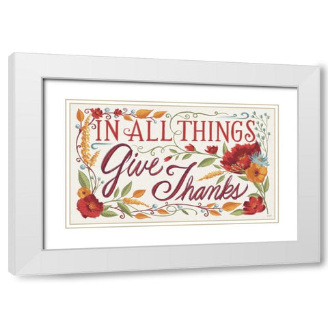 Give Thanks I White Modern Wood Framed Art Print with Double Matting by Tavoletti, Anne