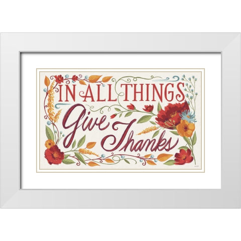Give Thanks I White Modern Wood Framed Art Print with Double Matting by Tavoletti, Anne