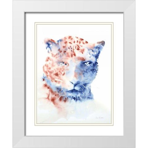 Copper and Blue Cheetah White Modern Wood Framed Art Print with Double Matting by Valle, Aimee Del
