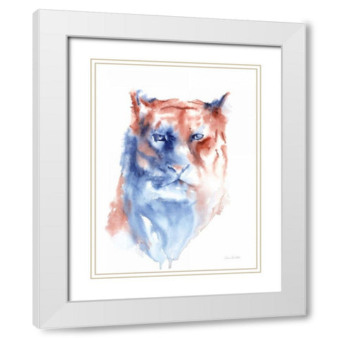 Copper and Blue Lioness White Modern Wood Framed Art Print with Double Matting by Valle, Aimee Del