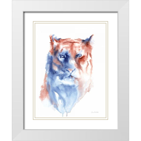 Copper and Blue Lioness White Modern Wood Framed Art Print with Double Matting by Valle, Aimee Del