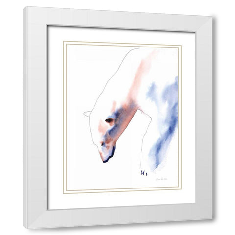 Copper and Blue Polar Bear White Modern Wood Framed Art Print with Double Matting by Valle, Aimee Del