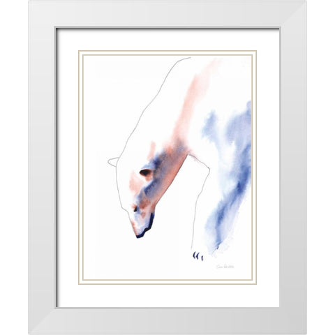 Copper and Blue Polar Bear White Modern Wood Framed Art Print with Double Matting by Valle, Aimee Del