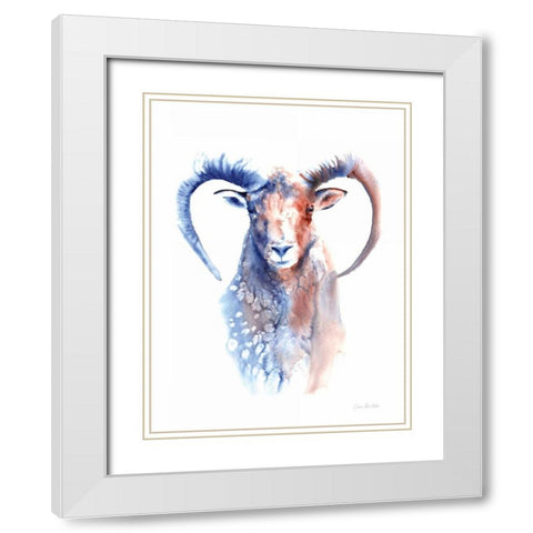 Copper and Blue Ram White Modern Wood Framed Art Print with Double Matting by Valle, Aimee Del