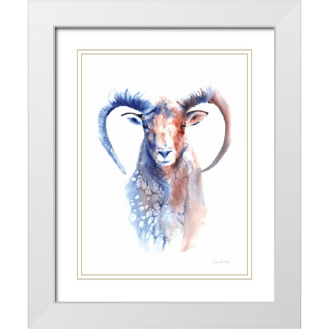 Copper and Blue Ram White Modern Wood Framed Art Print with Double Matting by Valle, Aimee Del