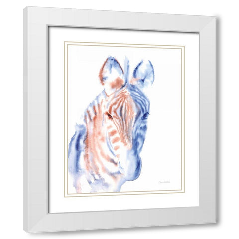 Copper and Blue Zebra White Modern Wood Framed Art Print with Double Matting by Valle, Aimee Del