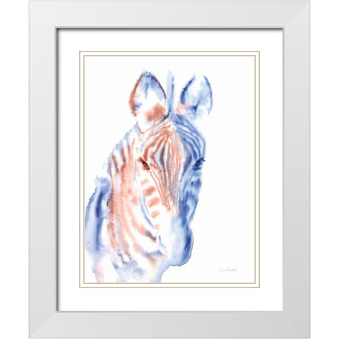 Copper and Blue Zebra White Modern Wood Framed Art Print with Double Matting by Valle, Aimee Del