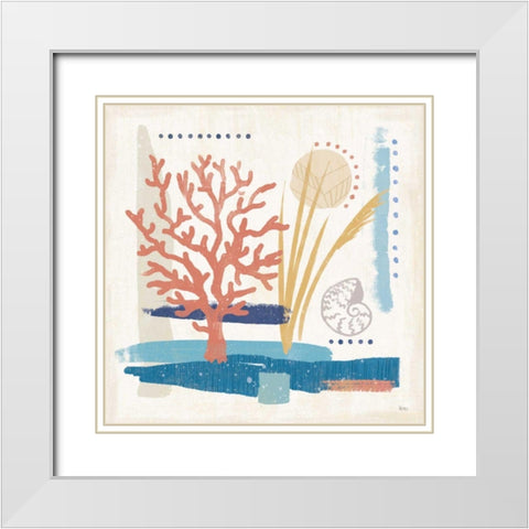 Coastal View II White Modern Wood Framed Art Print with Double Matting by Charron, Veronique