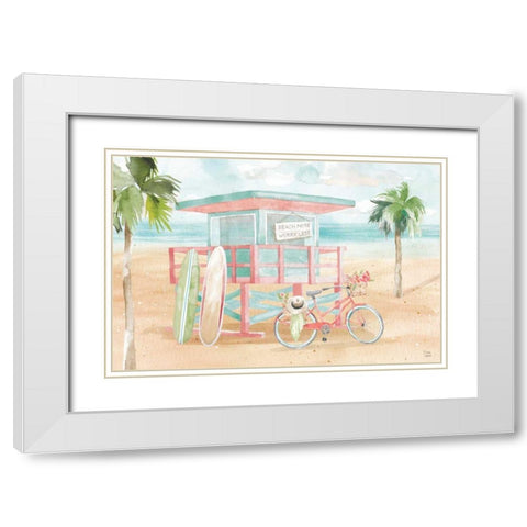 Surfs Up VII White Modern Wood Framed Art Print with Double Matting by June, Dina