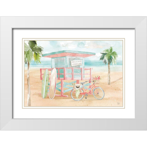 Surfs Up VII White Modern Wood Framed Art Print with Double Matting by June, Dina