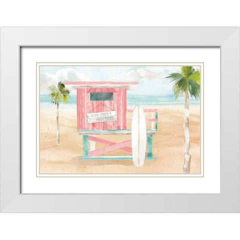 Surfs Up VIII White Modern Wood Framed Art Print with Double Matting by June, Dina