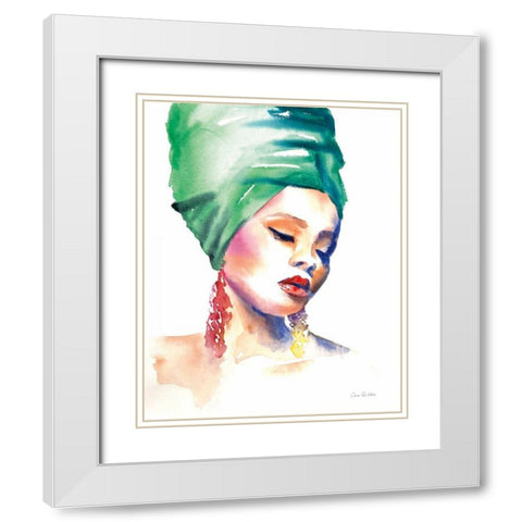 Woman in Green White Modern Wood Framed Art Print with Double Matting by Valle, Aimee Del