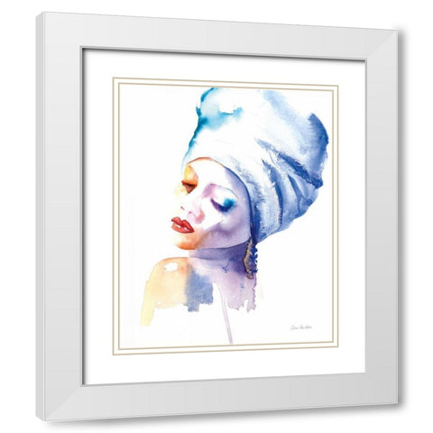 Woman in Blue White Modern Wood Framed Art Print with Double Matting by Valle, Aimee Del